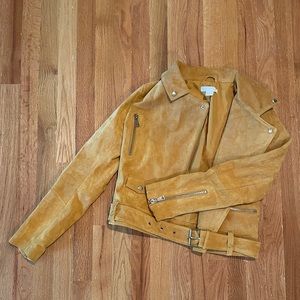 H&M Europe Mustard Leather/Suede Biker Jacket